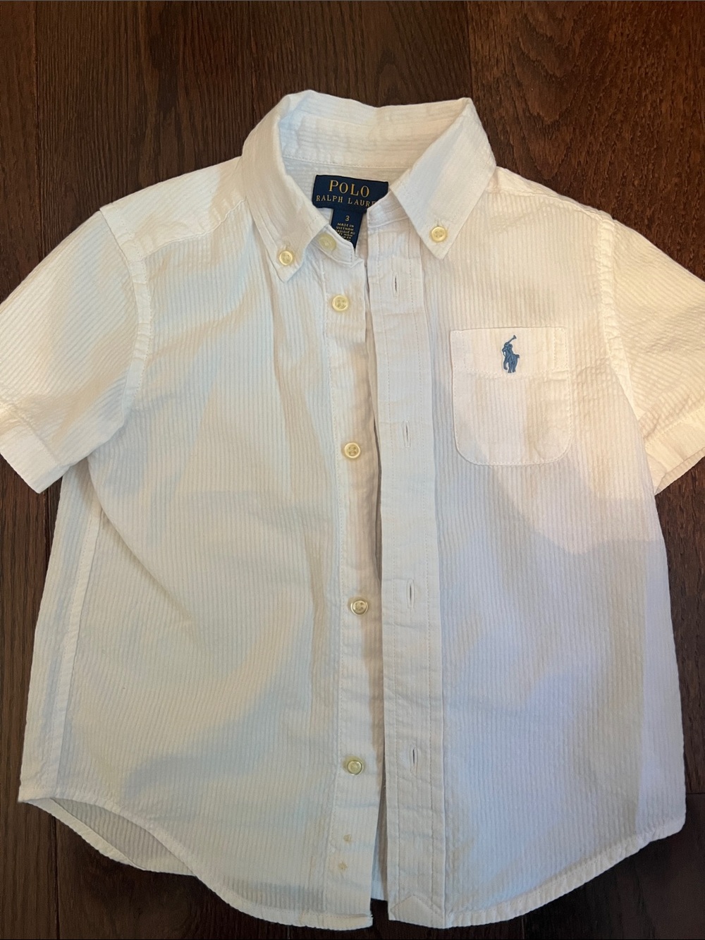 Polo by Ralph Lauren White Short-Sleeve Button-Down Shirt with Blue Pony